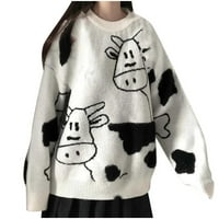 Vivianyo HD džemperi za žene Clearence Plus Veličina modnih ženskih krava uzorak dugih rukava Dukseri