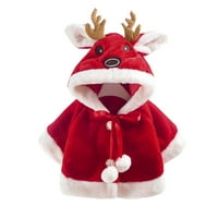 Djevojke za dijete Božićna crtana jelena TOWEAR TOPLY kaput sa kapuljačom Princess ogrtač rt crveno bijelo crveno 100
