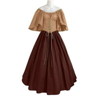 Asdoklhq Ženske haljine za čišćenje veličine, okrugla Dress haljina od ramena Srednjovjekovne vintage