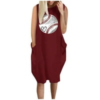 Miayilima plus veličina haljina Ženska bejzbol labava haljina zabavna grafička ispis posada od dva džepna