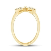 14k žuto zlato preko sterlinga srebrnog okruglog rezanog bijelog kubičnog cirkonije leptir za angažman vjenčani prsten za žene zvona veličine-6,5