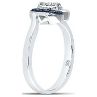 Sterling srebrna ženska okrugla plava boja poboljšani dijamant mali jednostavan srčani prsten CTTW