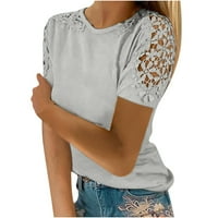 Apepal Womens majica za žene Ženske kratkih rukava čipke Ljeto Kratki vrat Casual majica Boja blok bluza