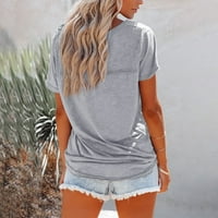 Bazyrey ženski kratki rukav na vrhu grafičkih otisaka na ramenu, bluza modne ljetne tunike T-majice