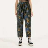 Leopard pantalone ravne duge otiske hlače pamučni džepovi cvjetne casual labave hlače pantalone za ženske