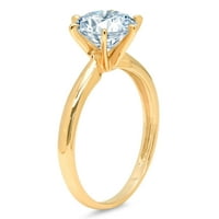 1CT okrugli rez plavi simulirani dijamant 14k žuti zlatni godišnjički angažman prsten veličine 7.5