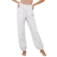 Booker pantalone za žene visoke stručne bijele pamučne ljetne elastične hlače široke noge xxl