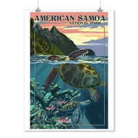 Nacionalni park American Samoa, američka Samoa, morske kornjače i zalazak sunca, slikarke serije