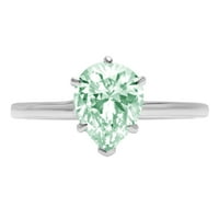 2. CT sjajan kruški rez simulirani zeleni dijamant 14k bijeli zlatni pasijans prsten sz 5.25