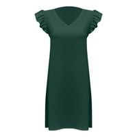 Haljine Casual Green Poliester V izrez Bubble rukav slobodno udobne modne haljine XL