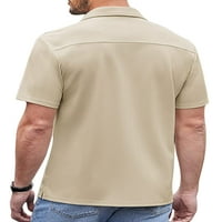 Luxplum Muška majica Majica kratkih rukava Dugme Down Summer Košulje Casual Bluza Kuća za odmor Apricot