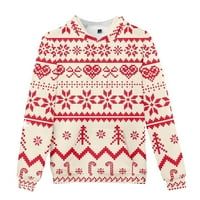 Wangxldd božićni modni print labavi muški i ženski džemper s dugim rukavima