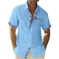 Auroural Man Odjeća za muškarce Floral patchwork majica kratkih rukava rever modna casual cardigan majica