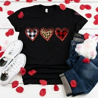 Ženska modna valentinova ispis O-izrez kratka majica labava bluza Top majica Black XXXL