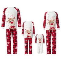 Porodica vekova Božićne pidžame Set Elk Print dugih rukava Tops Snowman Snowflake plaćene hlače