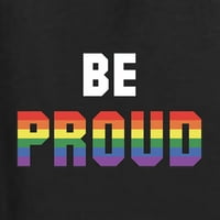 Budite ponosni Rainbow LGBT ponos ženski junior fit v-izrez tine, crni, veliki
