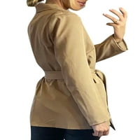Glookwis Ženske bljeskalice s dugim rukavima obična fit kaputa sa džepovima Outweward Revel ovratnik