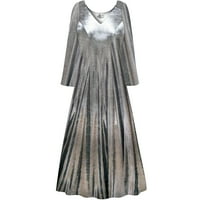 Plus veličina visoka ženska haljina srebrna metalik dugih rukava visoka princeza V-izreza