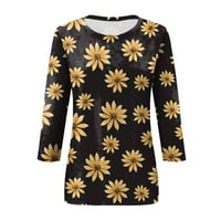 Floral majica s rukavima, Dressy cvjetni vrhovi za žene za žene Ležerne prilike ljetni bluze Labavi
