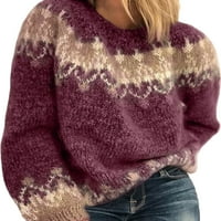 Ženski džemper dugi rukavi pleteni džemperi za vrat Jumper vrhovi pletiva pulover rade sive s