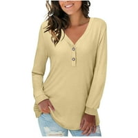 Fragarn ženski bluza Clearence okrugli vrat Ležerne prilike dugih rukava Pulover Henley majice za žene