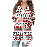 DEAGIA WOMENS jakne Lagani trendi zip up duksevi jakna za božićni kardigan Santa Claus Print Cardigan s dugim rukavima KARDIGAN Džemper s kaputom l # 816