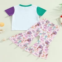 SUNISERY TODDLER Baby Girls Ljeto odijelo Skraćeno slovo Pismo Ispiši majicu Mermaid plant hlače od