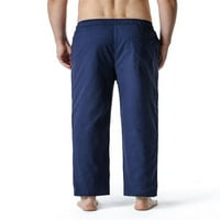 Pfysire muške casual ravne noge hlače yoga labave vučne pantalone mornarsko plava 3xl