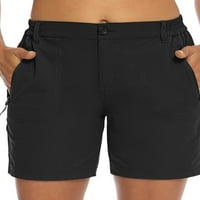 Paille žene Ljetne sportske kratke hlače Čvrsto boje Bermuda kratke hlače Elastična struka Plaža kratka sa džepovima Black XL