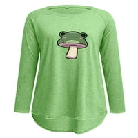 Colisha dame majica crtani print T majica Crew izrez Tee Loose Dneuge hawer dugi rukav pulover zelene