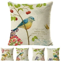 Mound set natpise 18x18, ptice na granama i leptirima uzorak stil, pamučna posteljina tkanina od dekorativnog