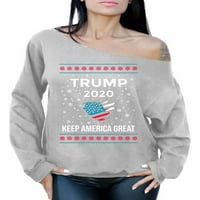 Nespretni stilovi ružna božićna dukserica izvan ramena Xmas Trump džemper