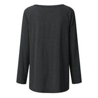 Scyooekwg Bluze za dugih rukava za žene Jesen modni lagani casual okrugli izrez Loose Comfy Bluzes Grafički