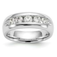 Čvrsta 14k bijela zlata pet kamena dijamantna kanala vjenčani prsten sa CZ kubičnom cirkonije veličine 6.5
