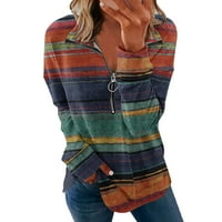 Simplmasygeni dugih rukava majice Bluze Cleariance Ženska modna labava turtleneck Print Zip dugim rukavima Top bluza