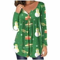 Ženske božićne majice moda slatka grafička posada izrez dugih rukava dame casual labavo fit pulover