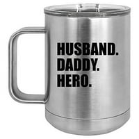 OZ TUMBLER šolja za kavu sa ručkama i poklopcem vakuum izolirani nehrđajući čelik suprug tata heroj otac tata