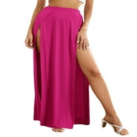 Ženske elastične haljine s visokim strukom Split Flowy dugačka maxi suknja Čvrsta boja labavi fit apsorpcija