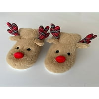 Muške kuće cipele Elk Fuzzy Sliper Soft Plish papuče za životinje Unizirane casual tople cipele Žene Božićno svijetlo smeđe 7-7.5