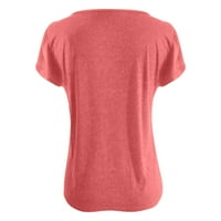 Hesxuno T majice za žene Ljeto Trendy Solid Bool T-majice Loose V izrez Petal kratki ružini Bluze Dame Ležerne vrhove
