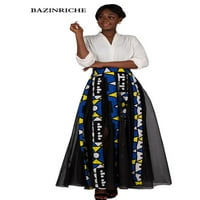 Afričke maxi suknje za žene Crni šifon patchwork pune dužine Afrička odjeća visoke struka za žene WY10092
