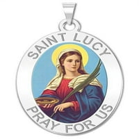 Saint Lucy religijska medalja boja nikla, sterling srebrna