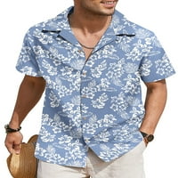 Niveer muškarci Ljetni košulja rever vrat majica kratkih rukava na vrhu havajska bluza cvjetna tiskana