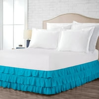 Multi ruffled krevetna suknja tirkizna plava kraljica veličine krojana pad, mekani dvostruki čestirani