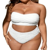 Plain bandeau bijeli plus veličine bikini setovi