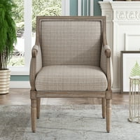 Old-Faided stil naglašena fotelja tapecirana fotelja s naslonom za ruke i gumenim drvenim nogama, sredina