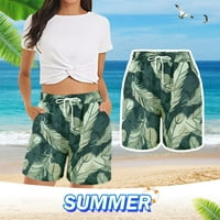 Ležerne kratke hlače za žene Ljeto udobno plaže elastični struk cvjetni print s džepovima hlače