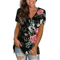 Ženski vrhovi, majice i bluze Prodaja moda Ženska ljetna V-izrez kratki rukav Ispis Ležerne prilike
