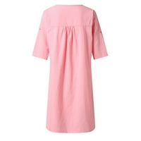 Žene Ljeto Ležerne prilike s kratkim rukavima Jednobojni shift Dnevno obložene obične haljine ružičaste