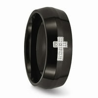 Bijeli prsten od nehrđajućeg čelika muški dijamant crni ip-poprečen dijamantnim križem